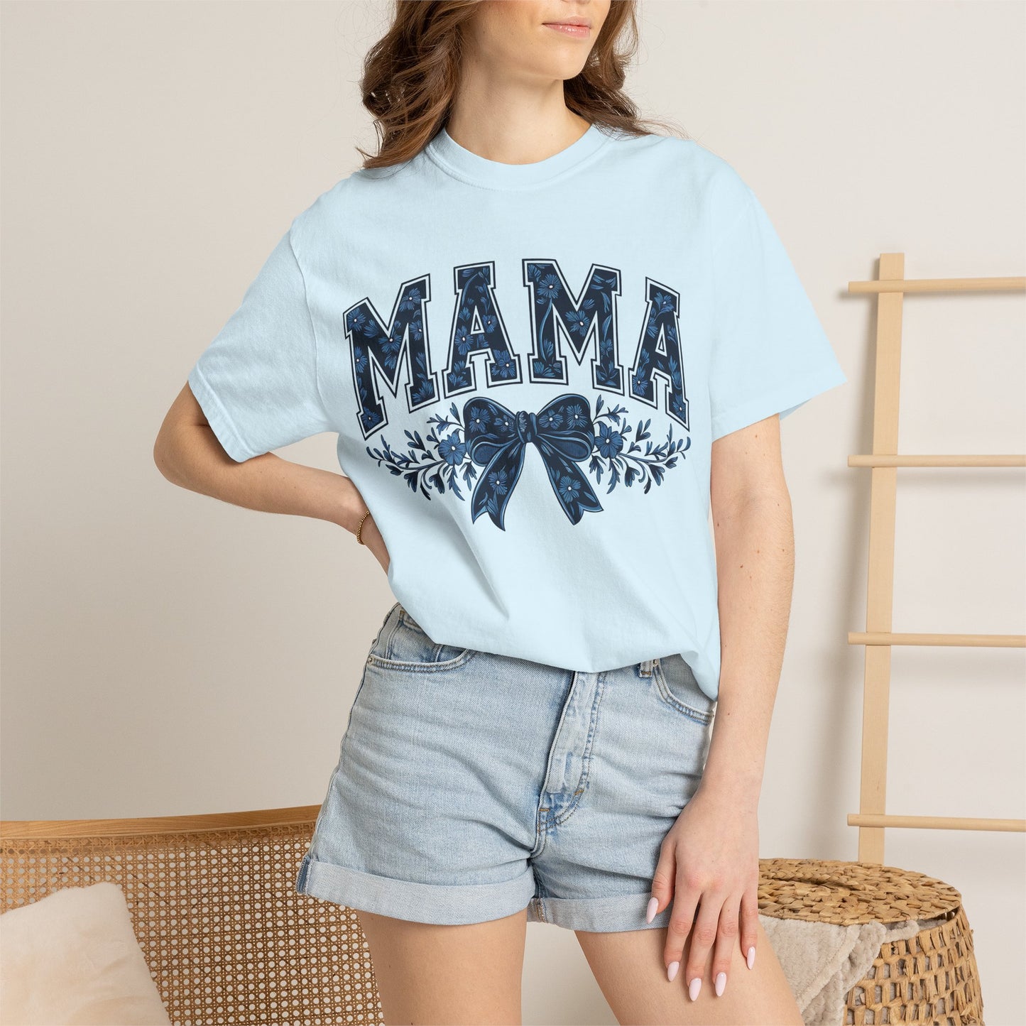 Mama Floral Bow T-Shirt — Retro Mom Graphic Tee