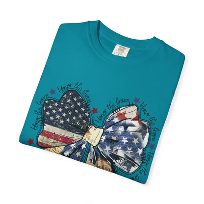 American Flag Bow T-Shirt — Patriotic 4th of July Graphic Tee