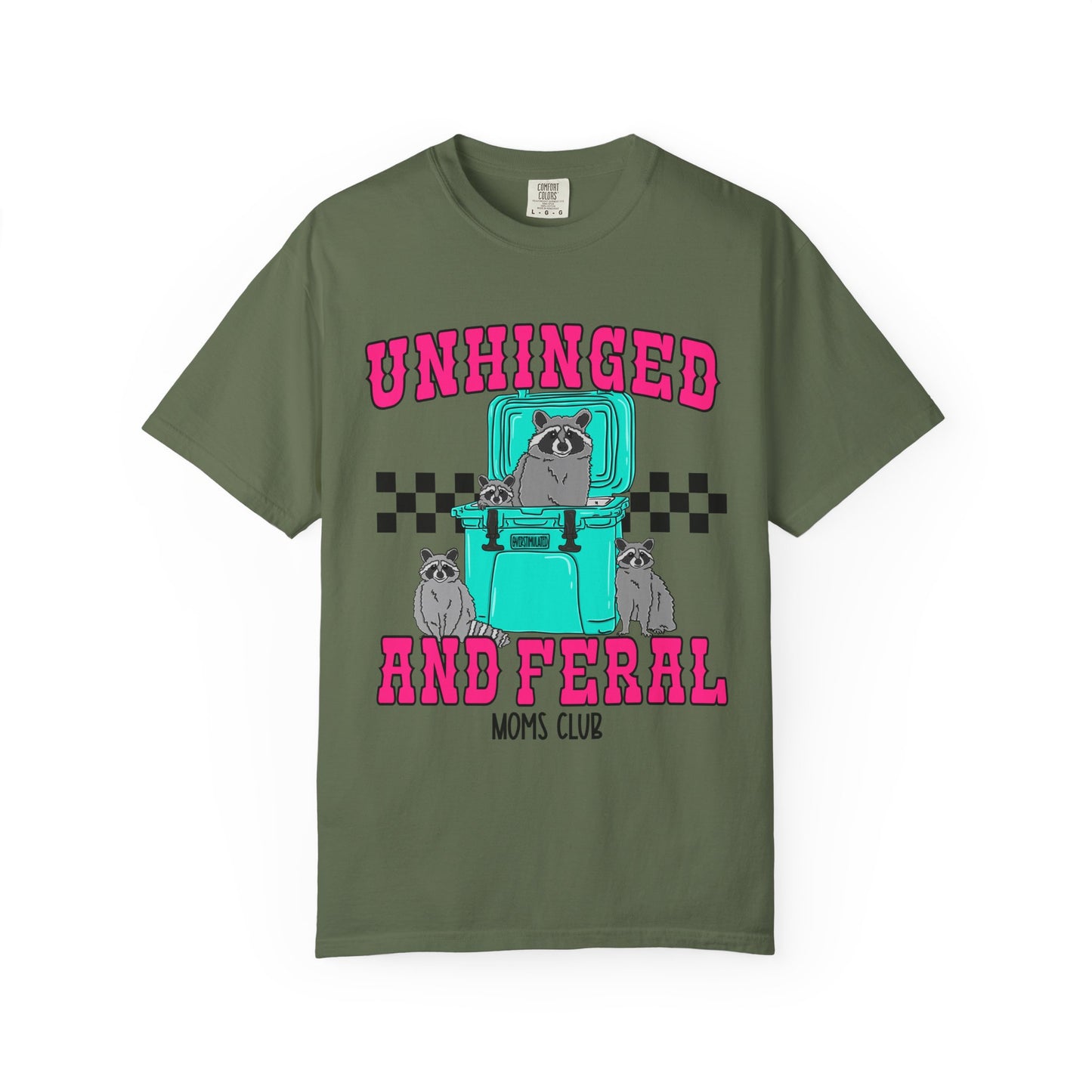 Unhinged and Feral Mom Club T‑Shirt — Funny Retro Raccoon Graphic Tee