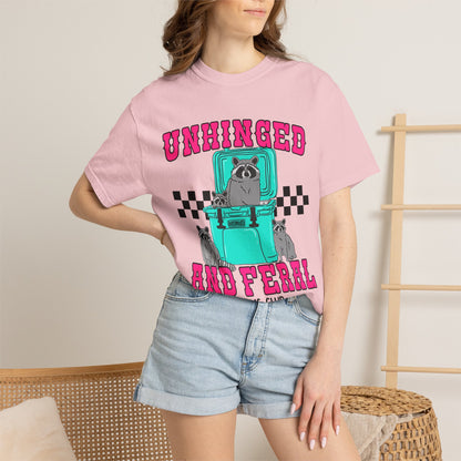 Unhinged and Feral Mom Club T‑Shirt — Funny Retro Raccoon Graphic Tee