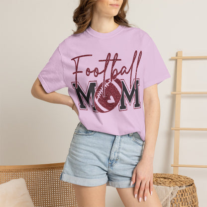 Football Mom T-Shirt - Vintage Script & Football Graphic