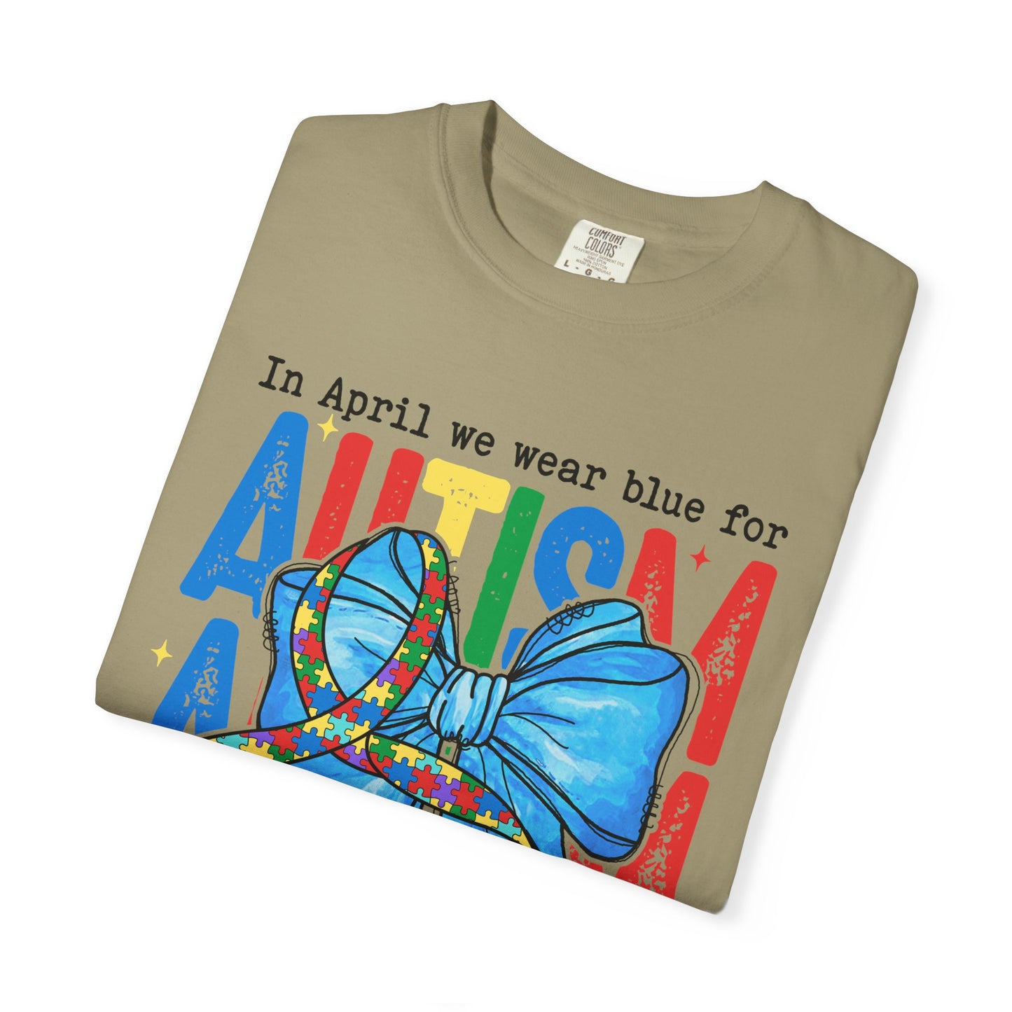 Autism Awareness T-Shirt — "In April We Wear Blue" Ribbon Tee