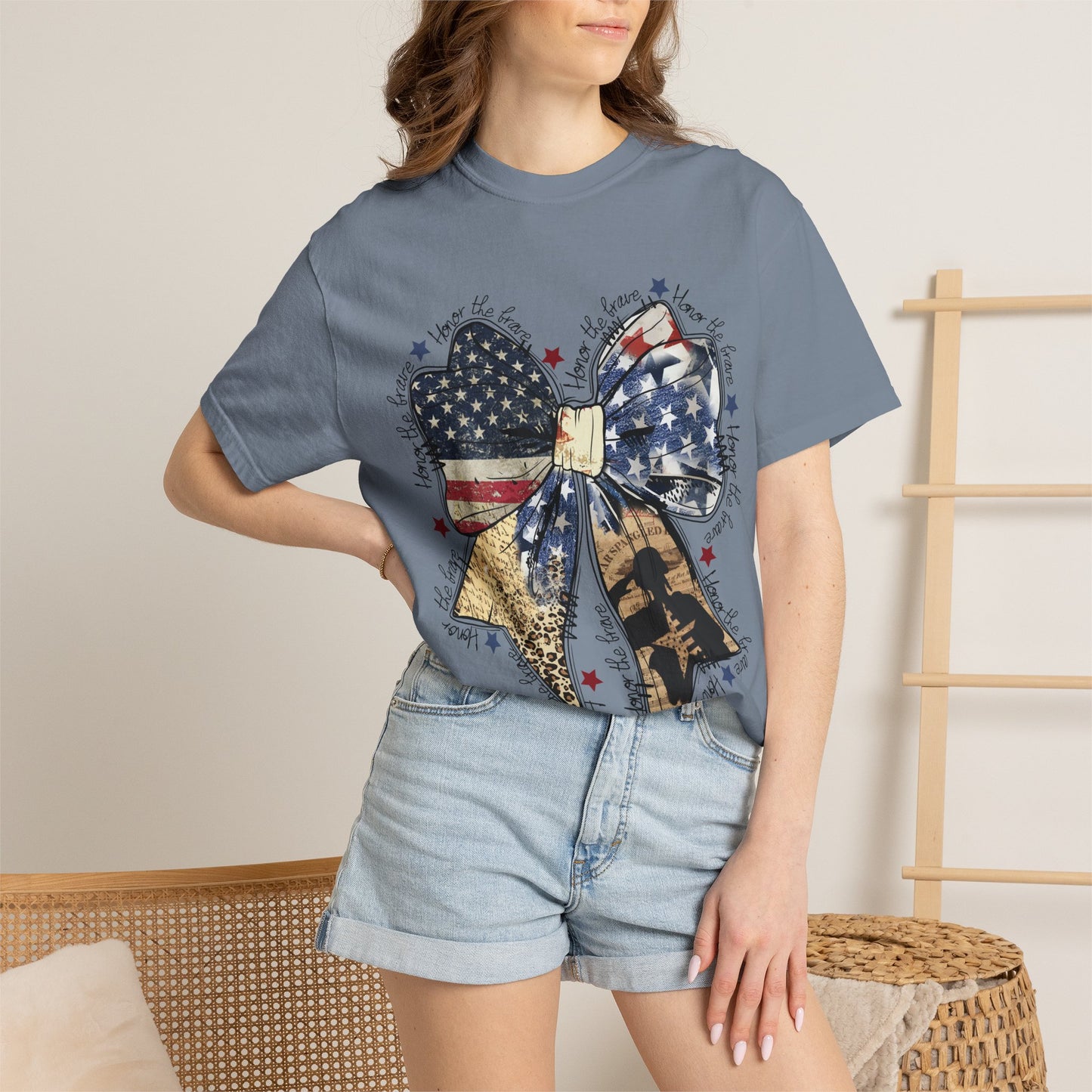 American Flag Bow T-Shirt — Patriotic 4th of July Graphic Tee