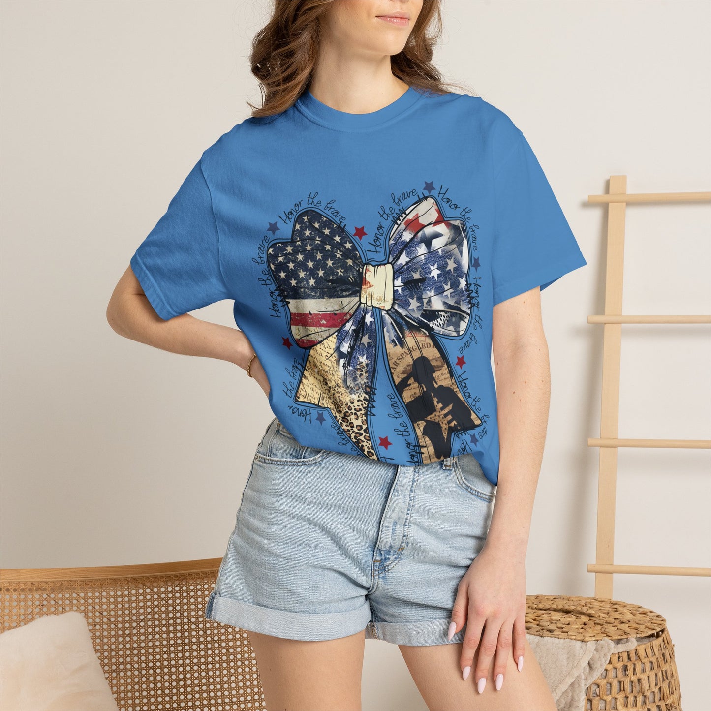 American Flag Bow T-Shirt — Patriotic 4th of July Graphic Tee