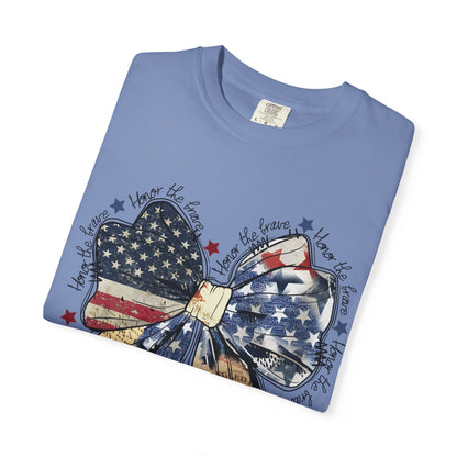 American Flag Bow T-Shirt — Patriotic 4th of July Graphic Tee