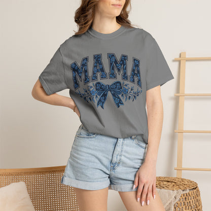 Mama Floral Bow T-Shirt — Retro Mom Graphic Tee