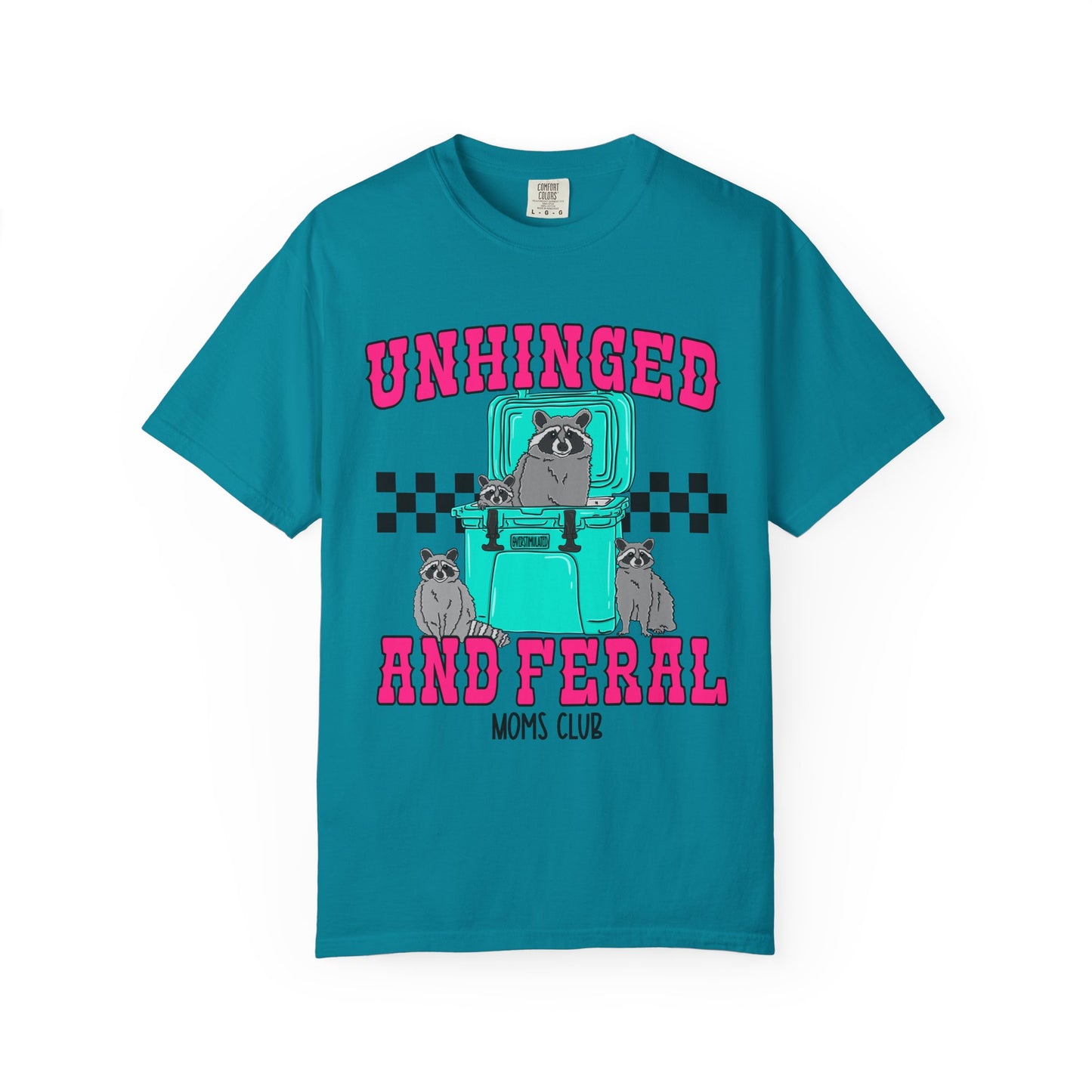 Unhinged and Feral Mom Club T‑Shirt — Funny Retro Raccoon Graphic Tee