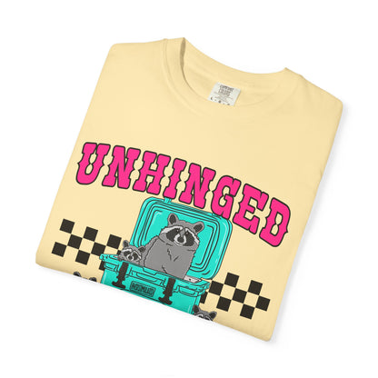 Unhinged and Feral Mom Club T‑Shirt — Funny Retro Raccoon Graphic Tee