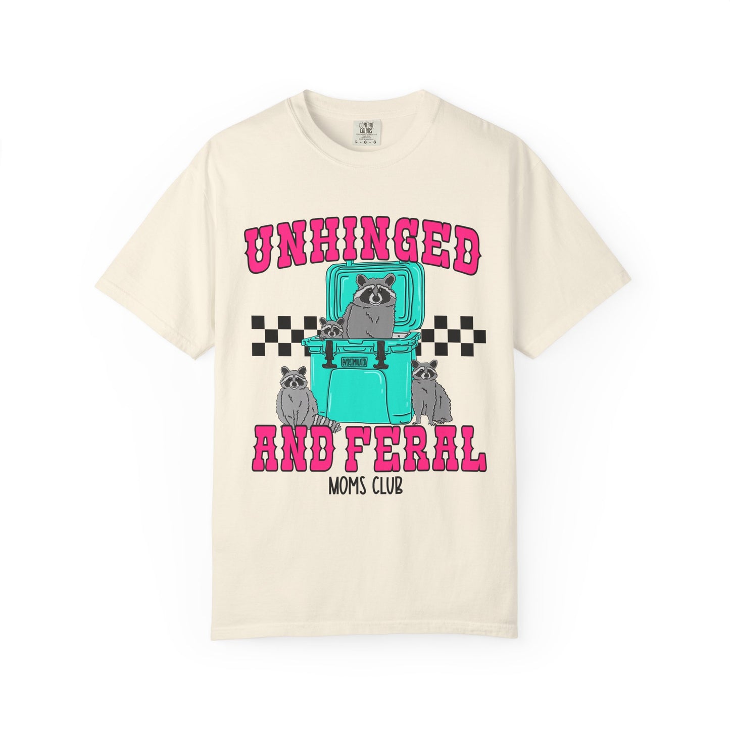 Unhinged and Feral Mom Club T‑Shirt — Funny Retro Raccoon Graphic Tee