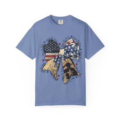 American Flag Bow T-Shirt — Patriotic 4th of July Graphic Tee