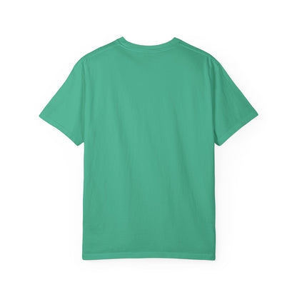 White Graphic T-Shirt — Bold Repeated Text Design