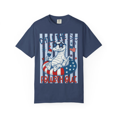Fourth Out Chill Cat T-Shirt — Patriotic 4th of July Graphic Tee