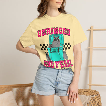Unhinged and Feral Mom Club T‑Shirt — Funny Retro Raccoon Graphic Tee