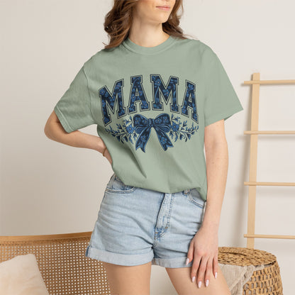 Mama Floral Bow T-Shirt — Retro Mom Graphic Tee