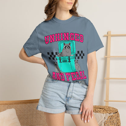Unhinged and Feral Mom Club T‑Shirt — Funny Retro Raccoon Graphic Tee