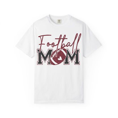 Football Mom T-Shirt - Vintage Script & Football Graphic