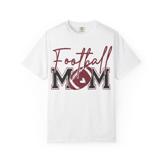 Football Mom T-Shirt - Vintage Script & Football Graphic