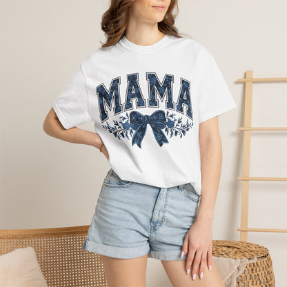 Mama Floral Bow T-Shirt — Retro Mom Graphic Tee