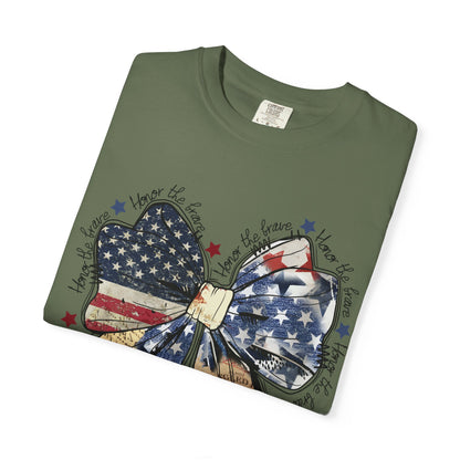American Flag Bow T-Shirt — Patriotic 4th of July Graphic Tee