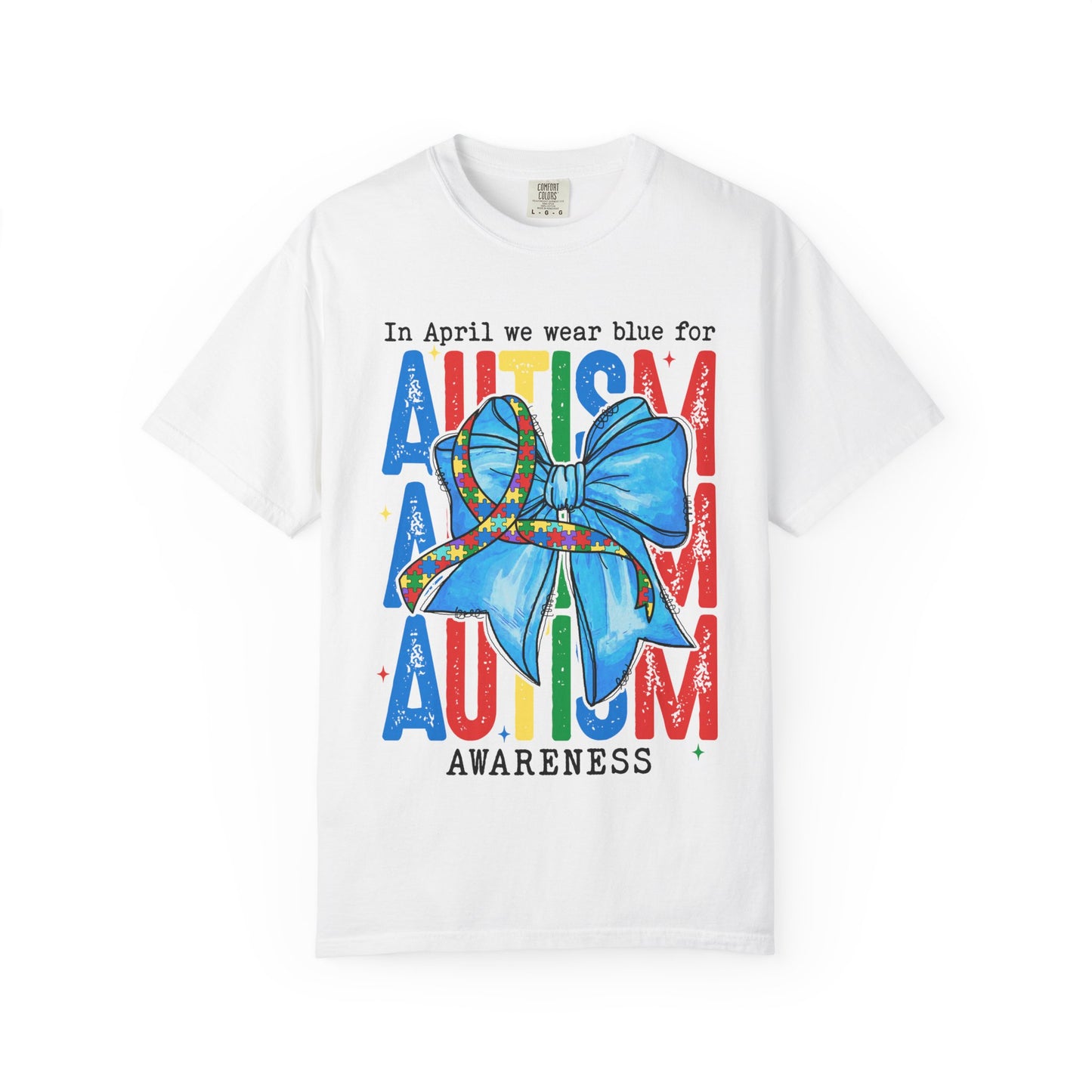 Autism Awareness T-Shirt — "In April We Wear Blue" Ribbon Tee