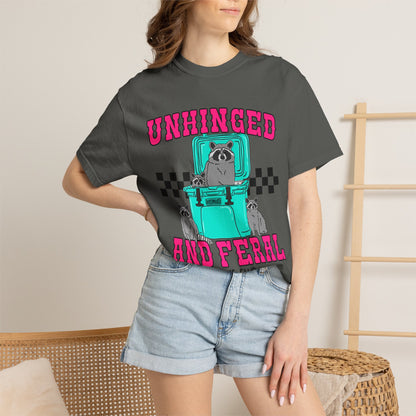 Unhinged and Feral Mom Club T‑Shirt — Funny Retro Raccoon Graphic Tee