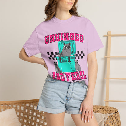 Unhinged and Feral Mom Club T‑Shirt — Funny Retro Raccoon Graphic Tee