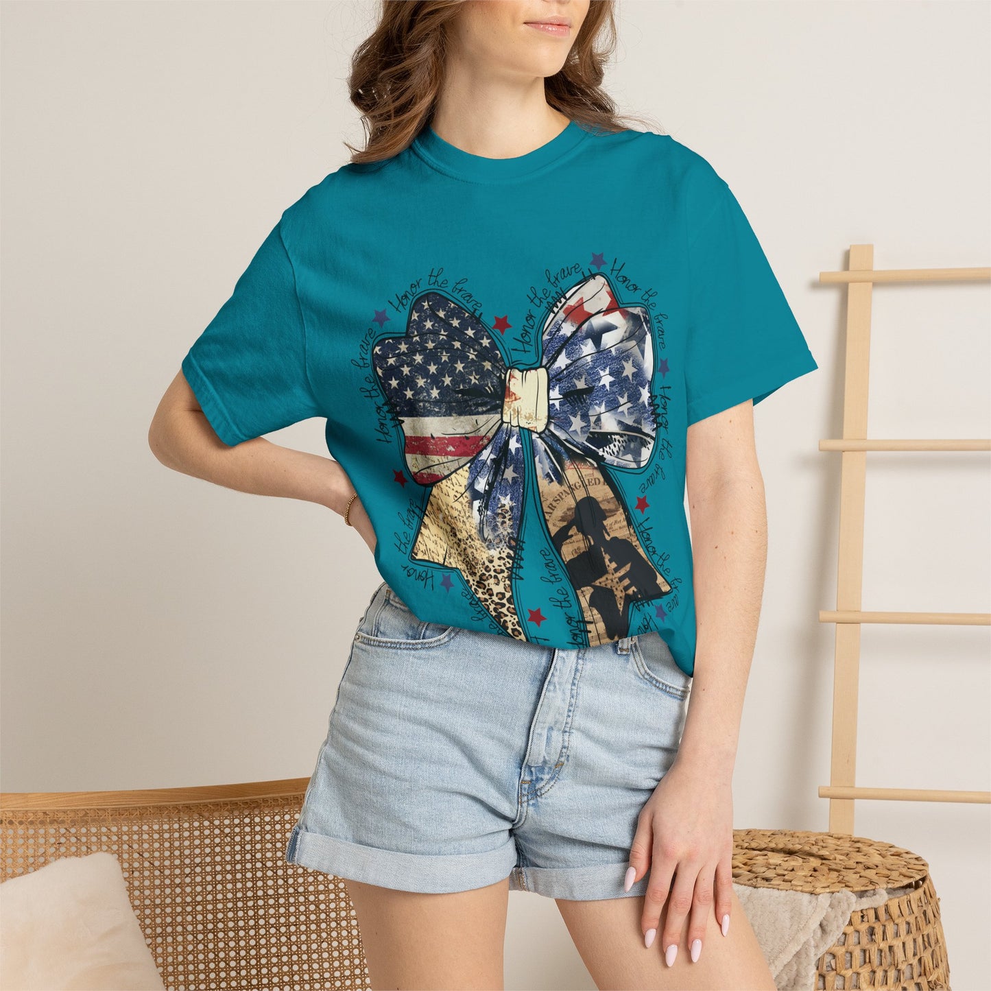 American Flag Bow T-Shirt — Patriotic 4th of July Graphic Tee
