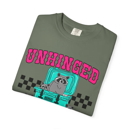 Unhinged and Feral Mom Club T‑Shirt — Funny Retro Raccoon Graphic Tee