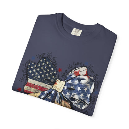 American Flag Bow T-Shirt — Patriotic 4th of July Graphic Tee