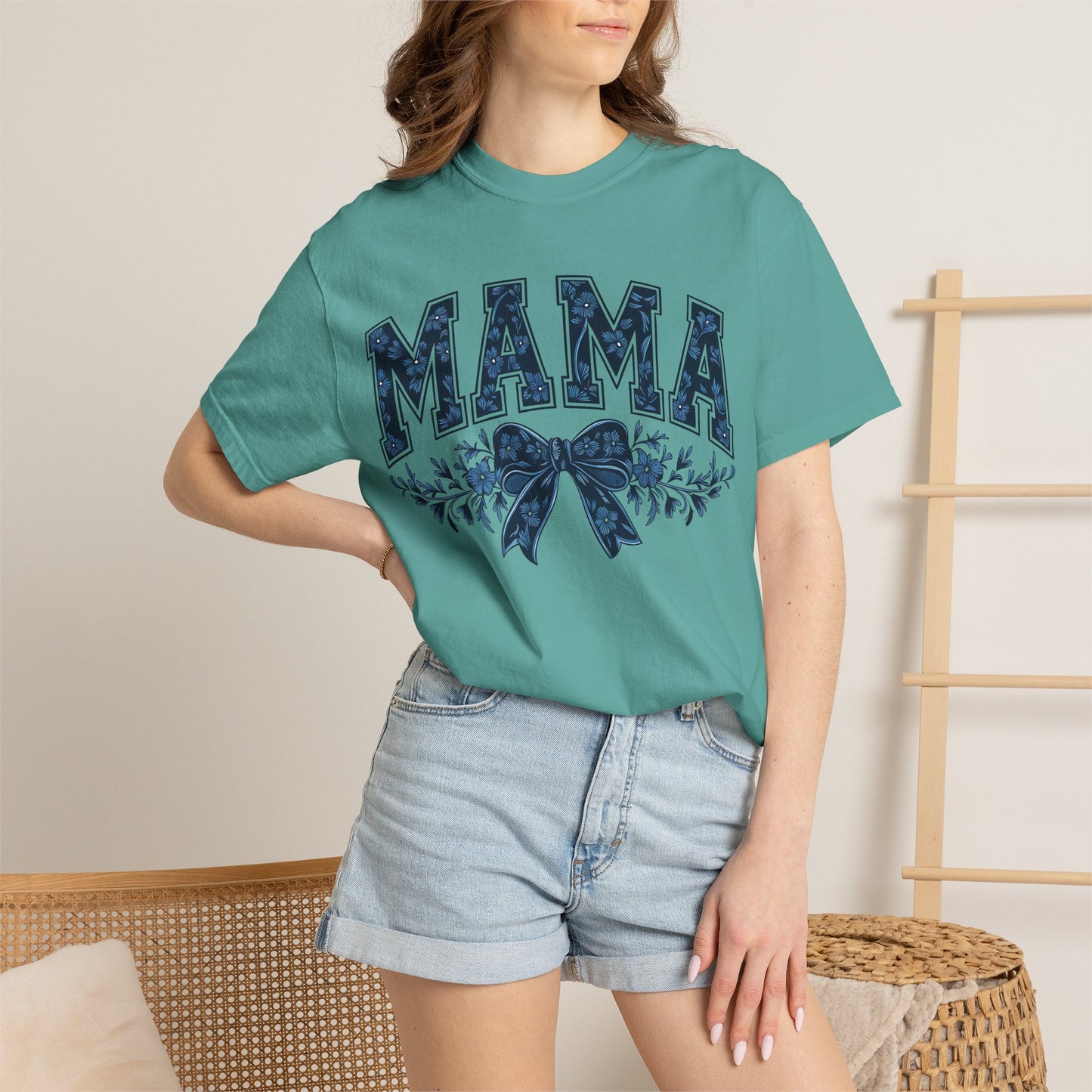 Mama Floral Bow T-Shirt — Retro Mom Graphic Tee