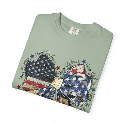 American Flag Bow T-Shirt — Patriotic 4th of July Graphic Tee