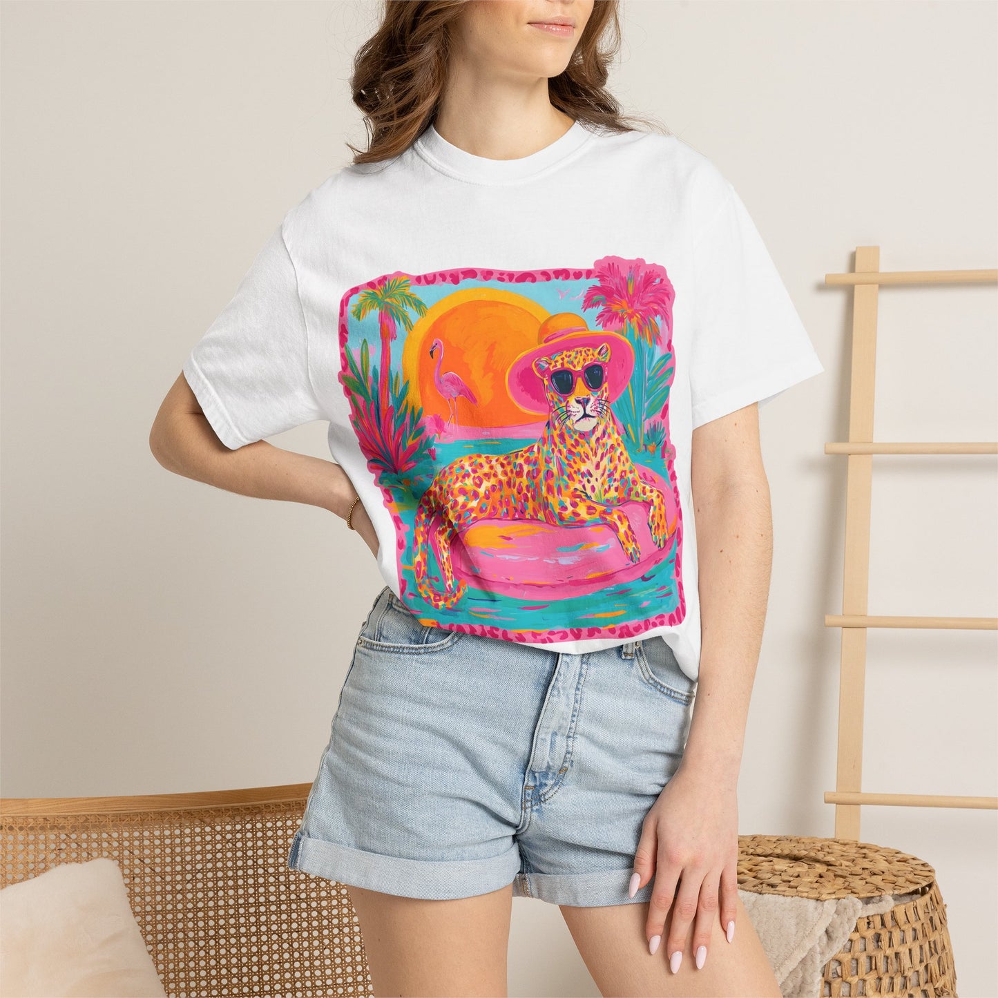 White Graphic T-Shirt — Bold Repeated Text Design