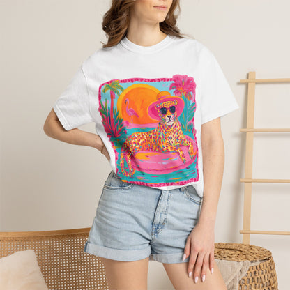 White Graphic T-Shirt — Bold Repeated Text Design