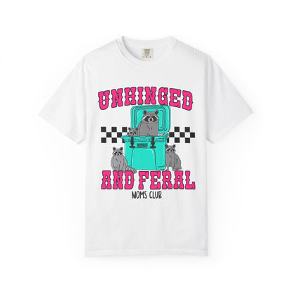 Unhinged and Feral Mom Club T‑Shirt — Funny Retro Raccoon Graphic Tee