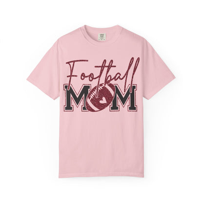 Football Mom T-Shirt - Vintage Script & Football Graphic