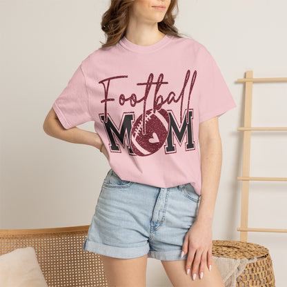 Football Mom T-Shirt - Vintage Script & Football Graphic