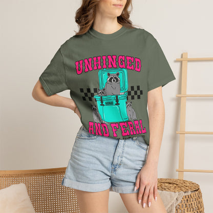 Unhinged and Feral Mom Club T‑Shirt — Funny Retro Raccoon Graphic Tee