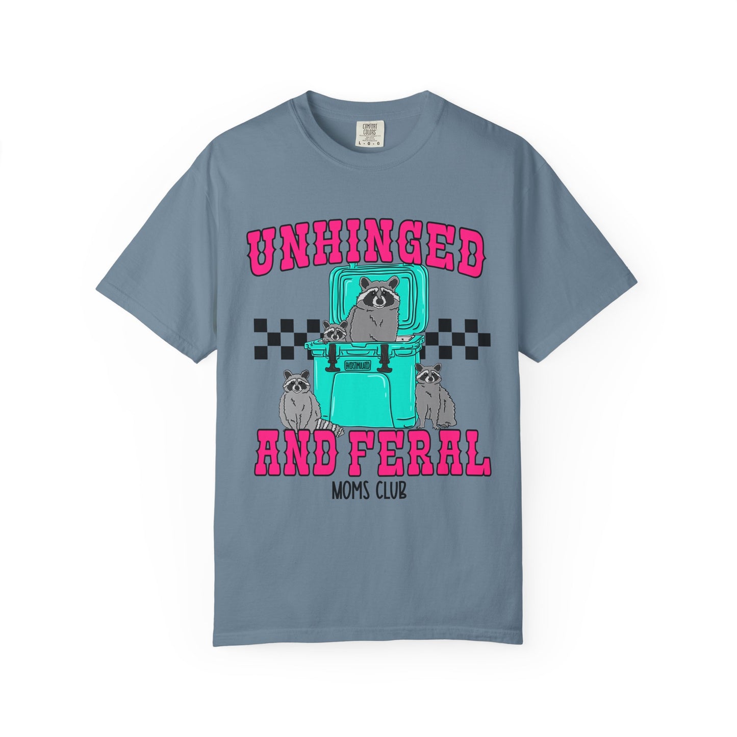 Unhinged and Feral Mom Club T‑Shirt — Funny Retro Raccoon Graphic Tee