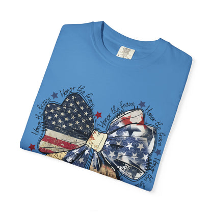 American Flag Bow T-Shirt — Patriotic 4th of July Graphic Tee