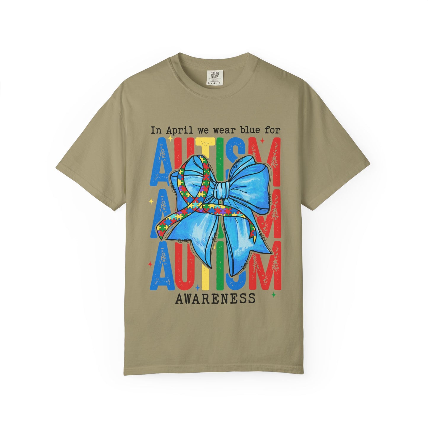 Autism Awareness T-Shirt — "In April We Wear Blue" Ribbon Tee