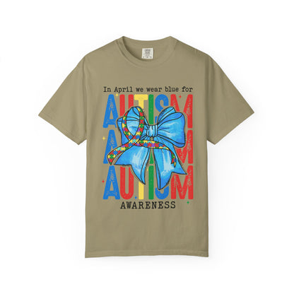 Autism Awareness T-Shirt — "In April We Wear Blue" Ribbon Tee