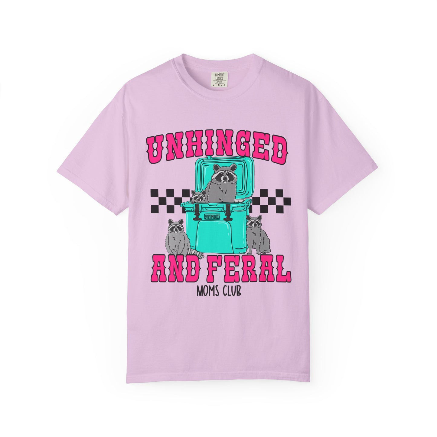 Unhinged and Feral Mom Club T‑Shirt — Funny Retro Raccoon Graphic Tee