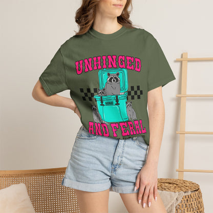 Unhinged and Feral Mom Club T‑Shirt — Funny Retro Raccoon Graphic Tee