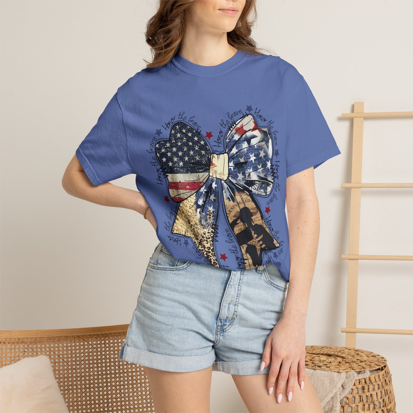 American Flag Bow T-Shirt — Patriotic 4th of July Graphic Tee