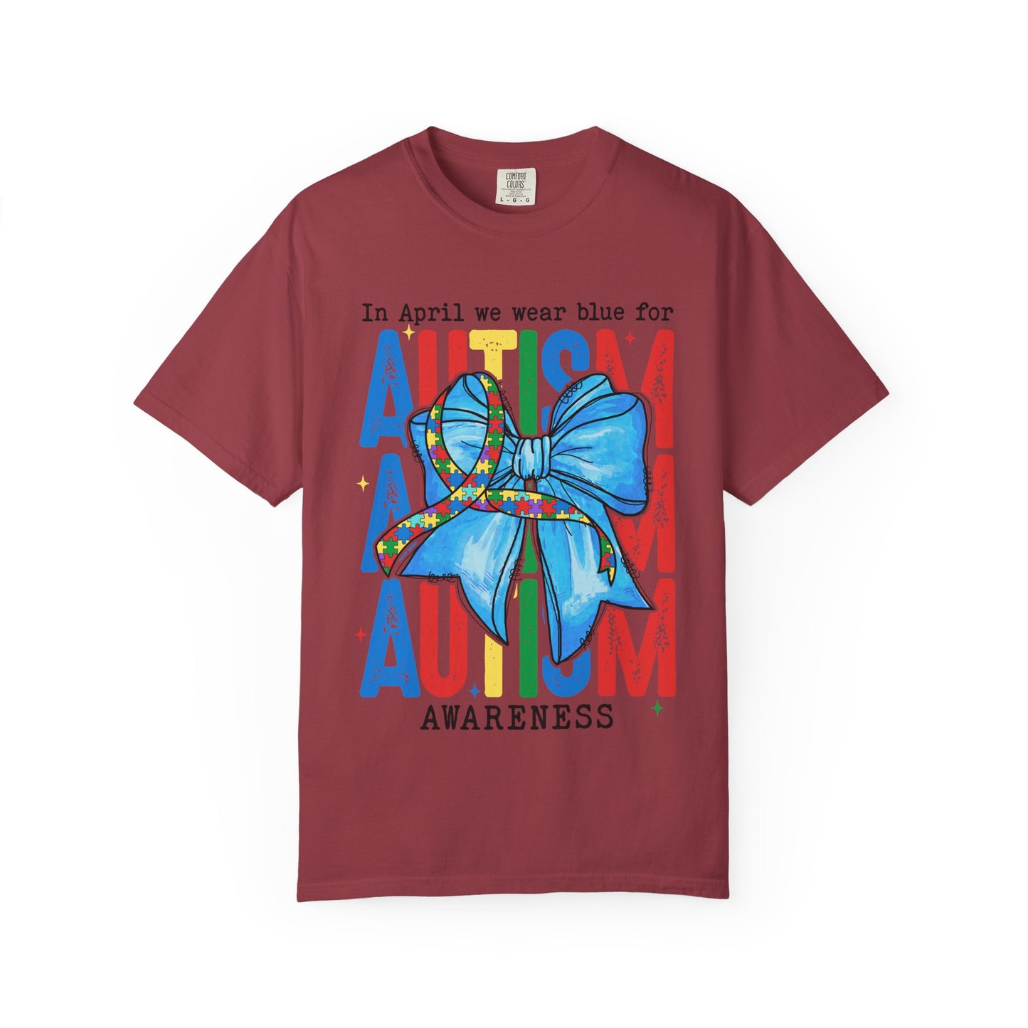 Autism Awareness T-Shirt — "In April We Wear Blue" Ribbon Tee