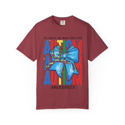 Autism Awareness T-Shirt — "In April We Wear Blue" Ribbon Tee