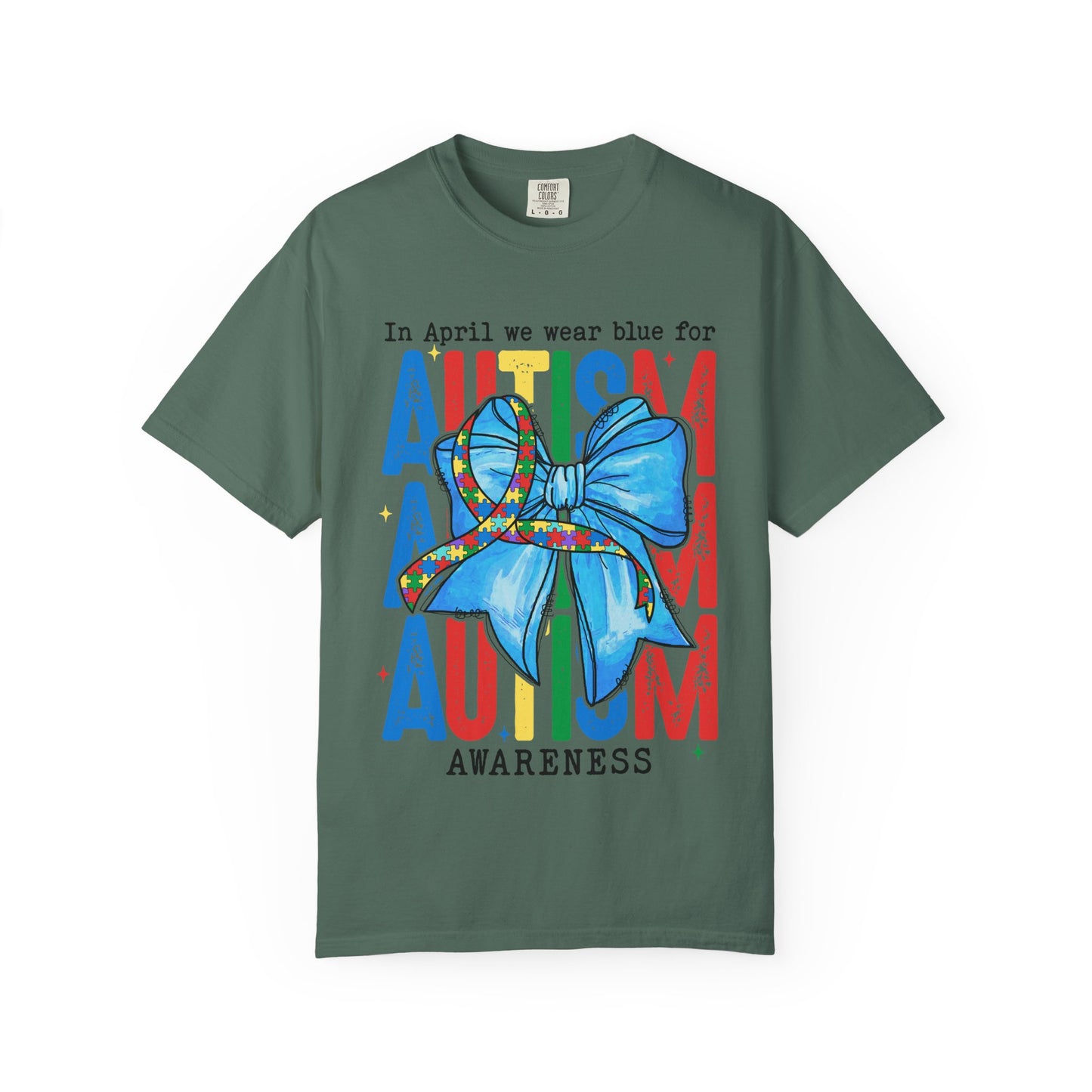 Autism Awareness T-Shirt — "In April We Wear Blue" Ribbon Tee