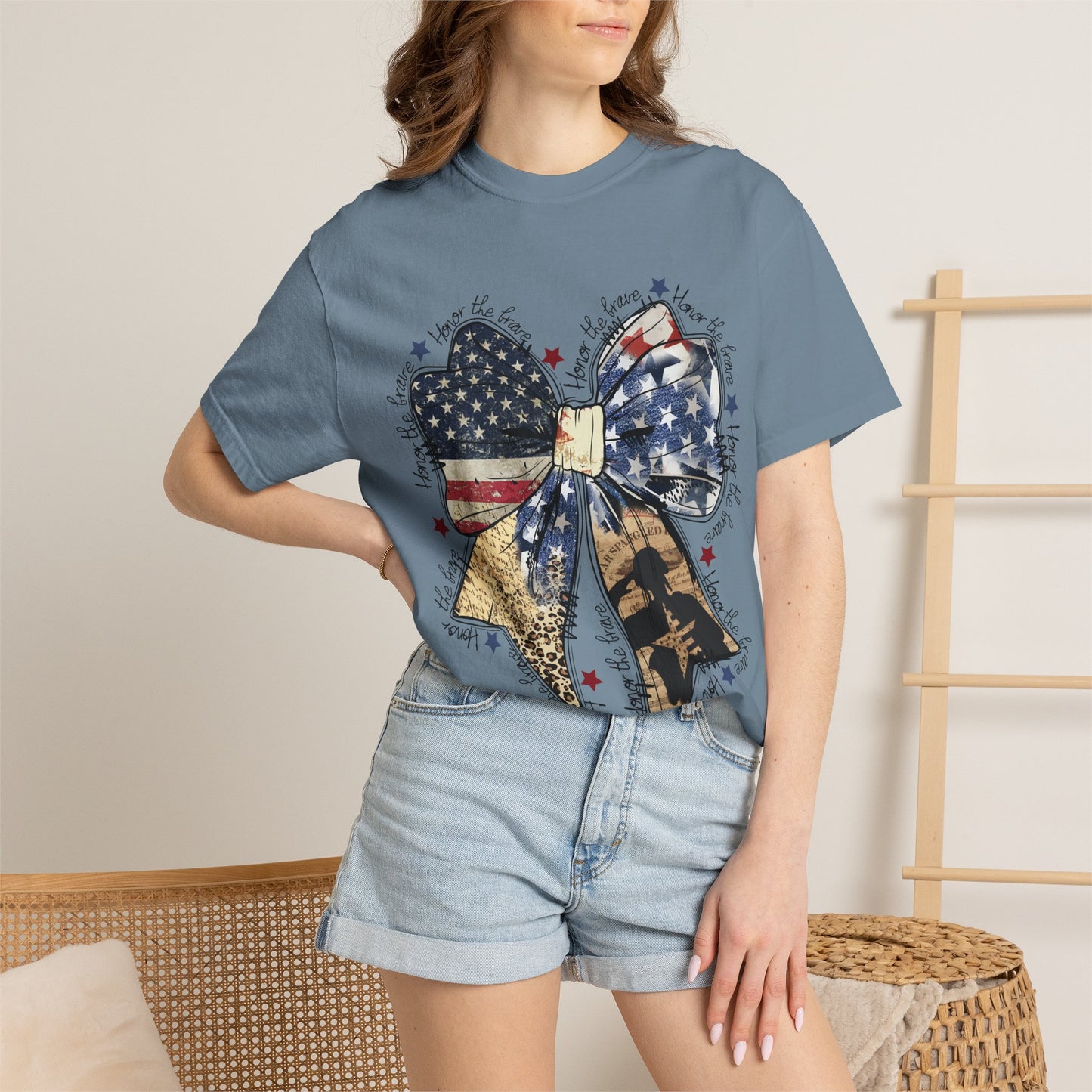 American Flag Bow T-Shirt — Patriotic 4th of July Graphic Tee