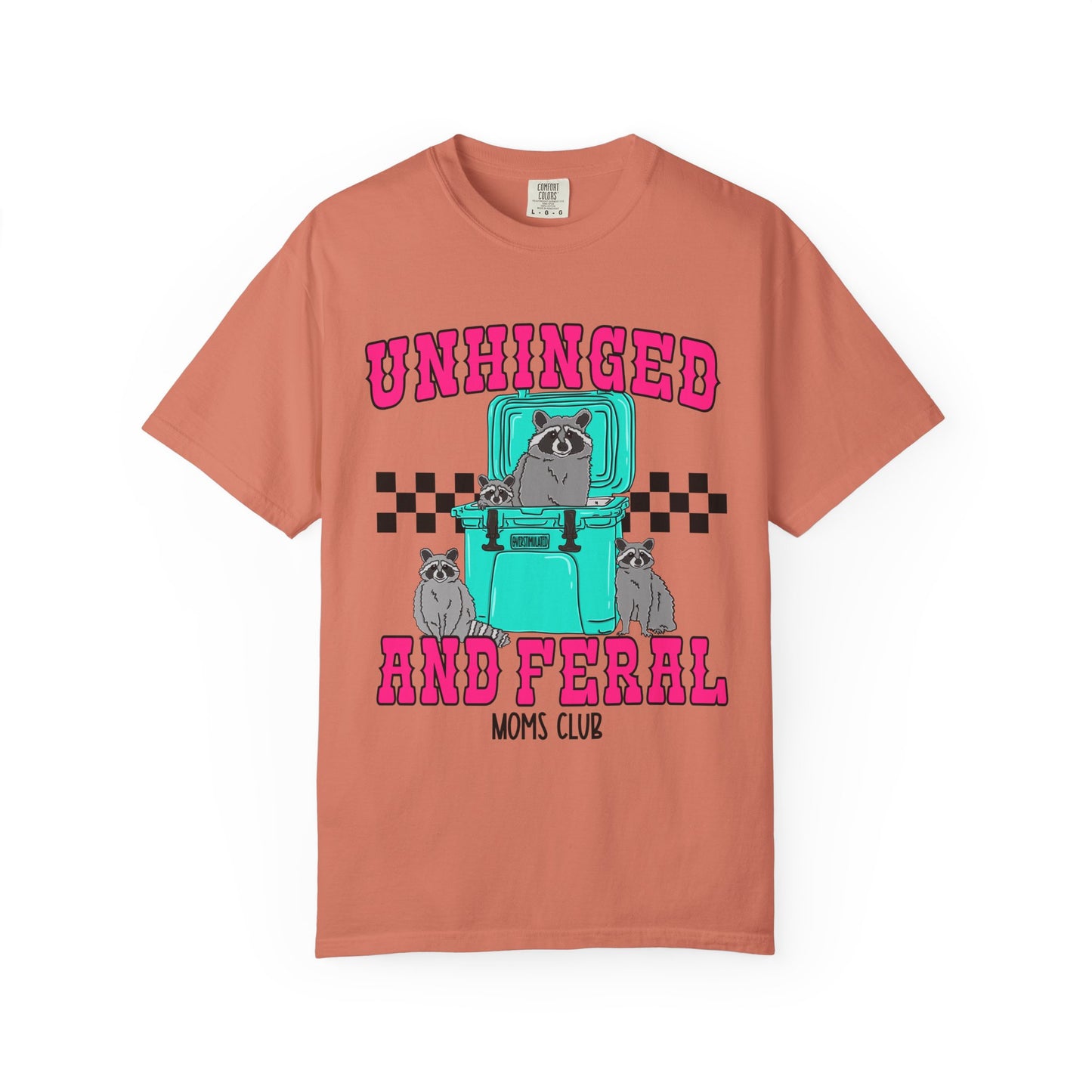 Unhinged and Feral Mom Club T‑Shirt — Funny Retro Raccoon Graphic Tee