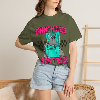 Unhinged and Feral Mom Club T‑Shirt — Funny Retro Raccoon Graphic Tee